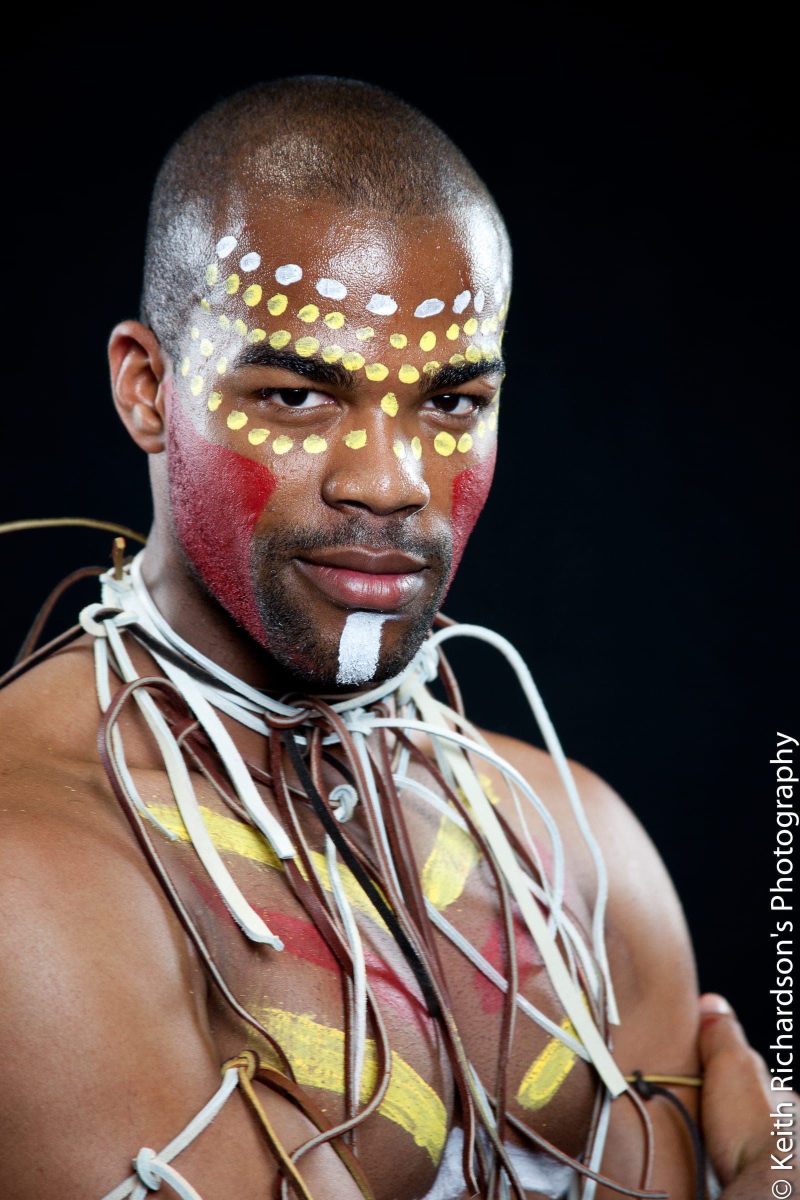 Tribal-inspired body art editorial, studio light
